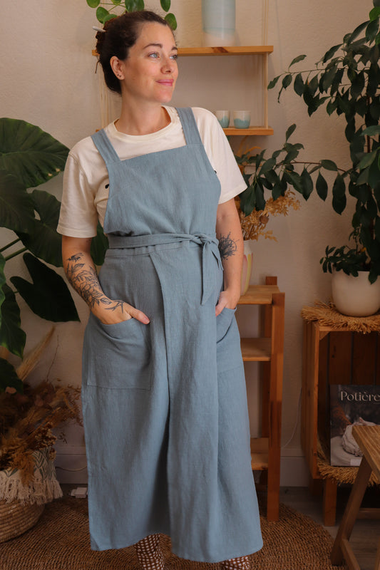 Tablier CLAYO bleu-gris