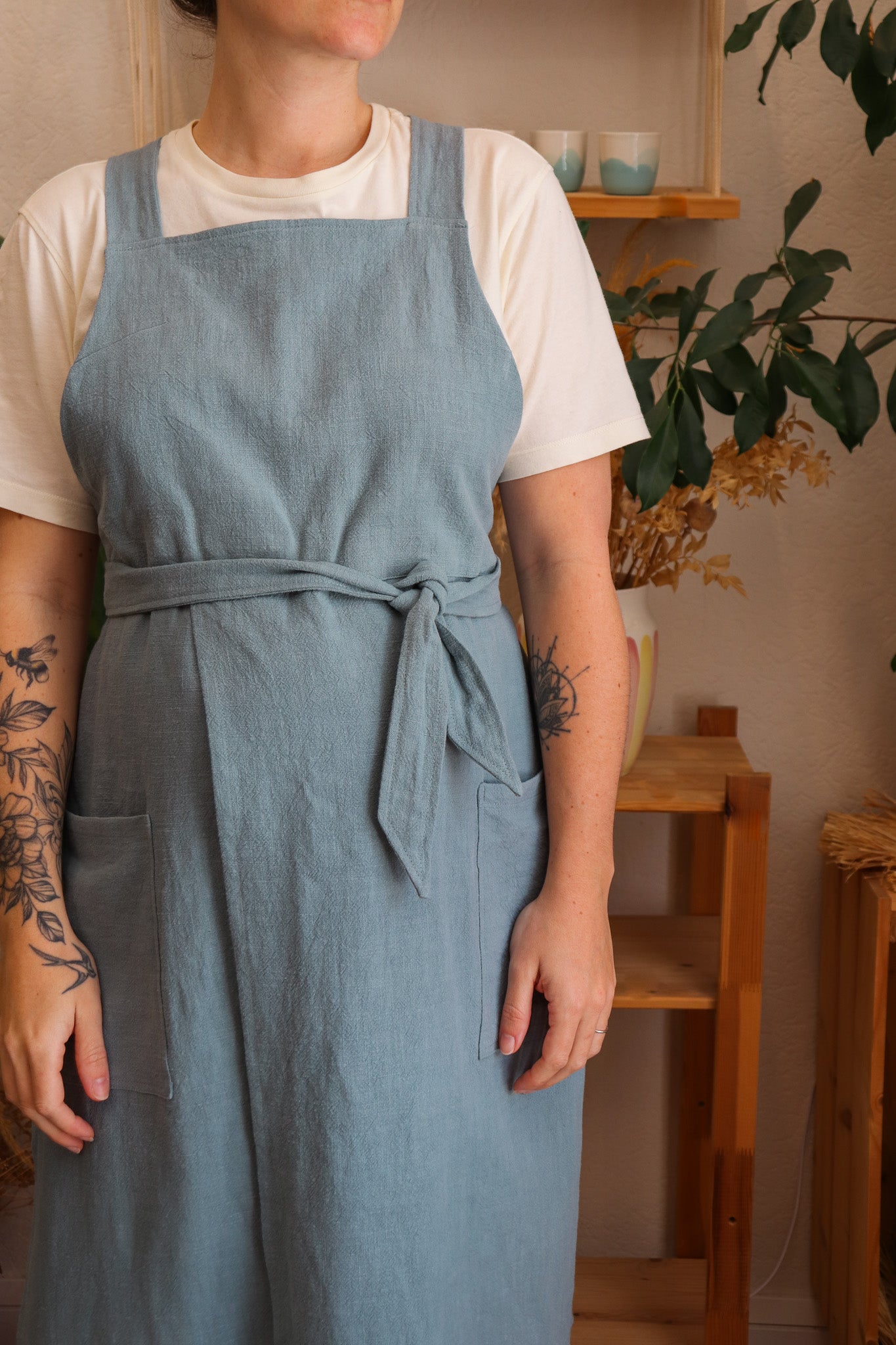 Tablier CLAYO bleu-gris