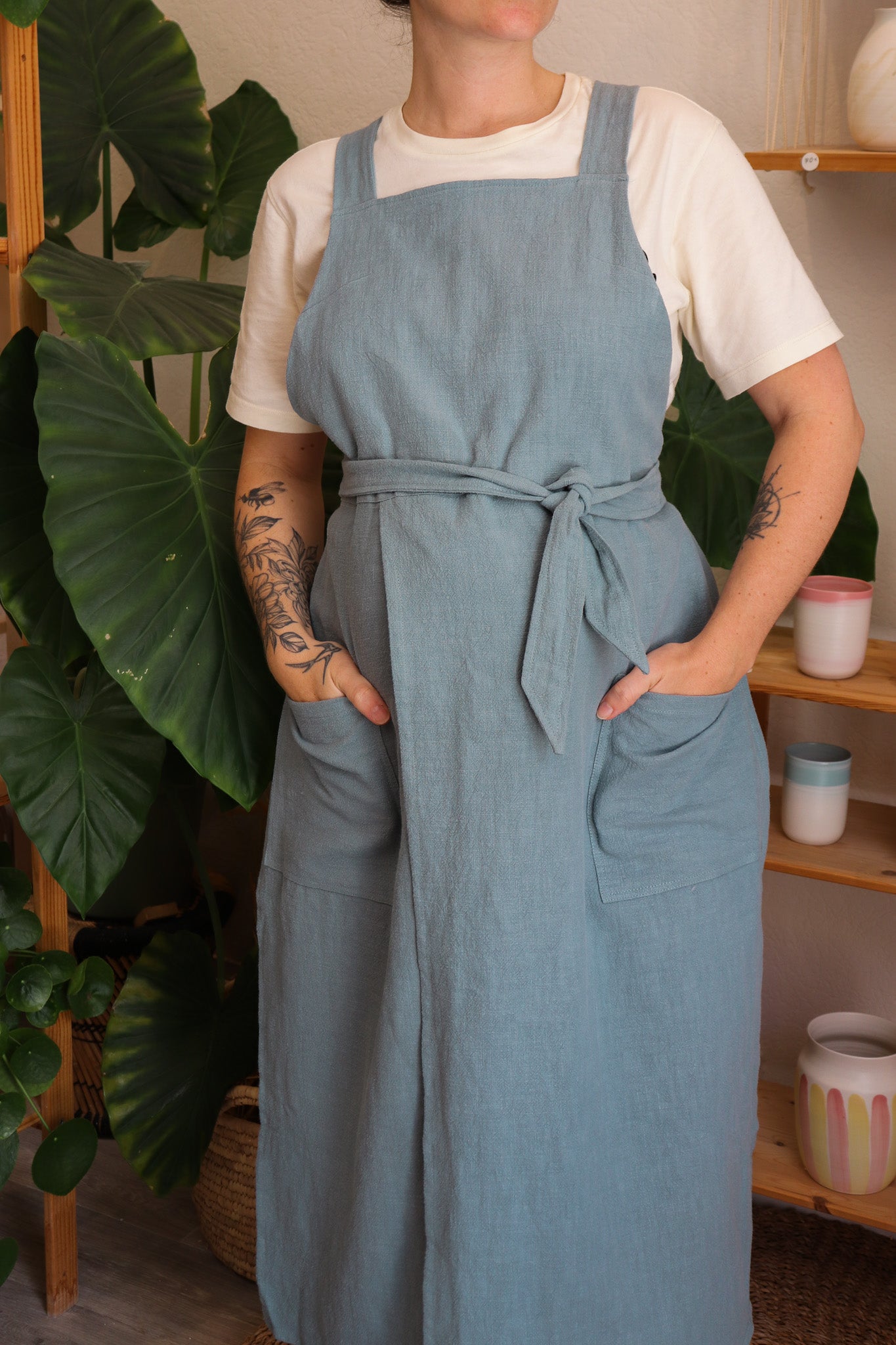 Tablier CLAYO bleu-gris