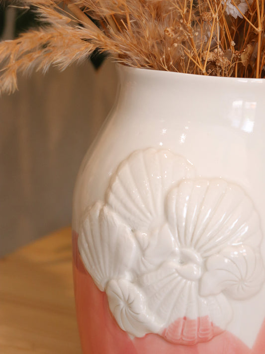Vase coquillage en porcelaine artisanale – CORAIL ROSE