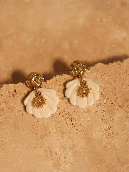 Boucles d’oreilles Vénus coquillage en porcelaine