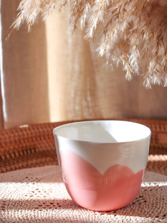 Grand bol en porcelaine artisanale décor rose