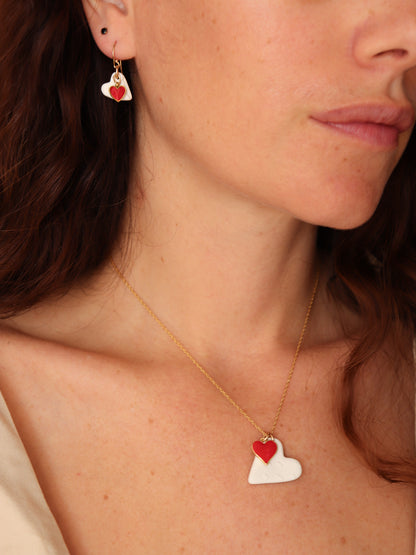 Boucle d'oreilles cœur en porcelaine - LOVEFOOL