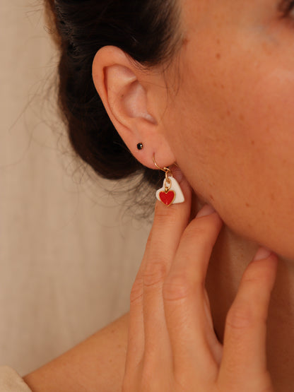 Boucle d'oreilles cœur en porcelaine - LOVEFOOL