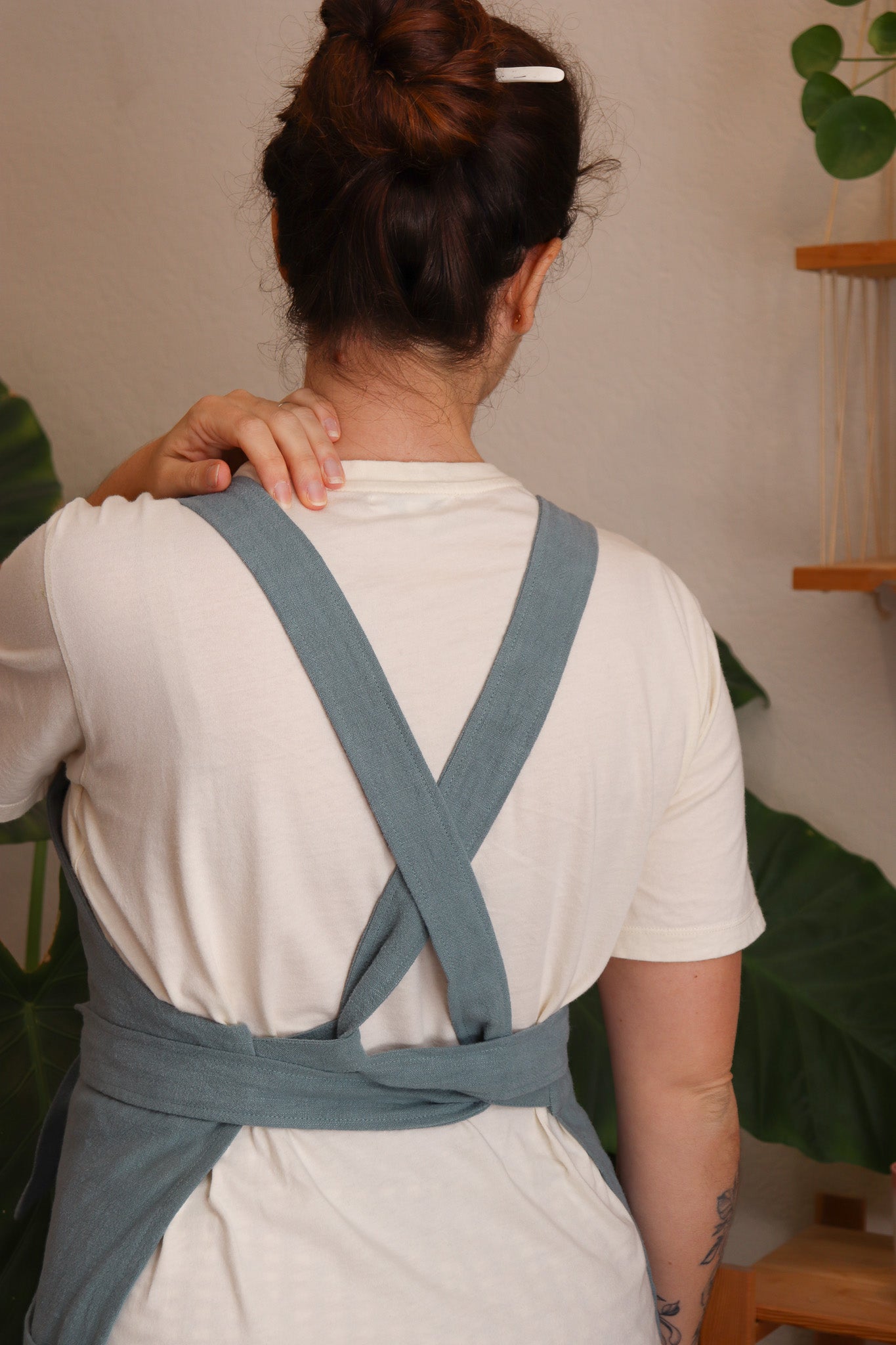 Tablier CLAYO bleu-gris