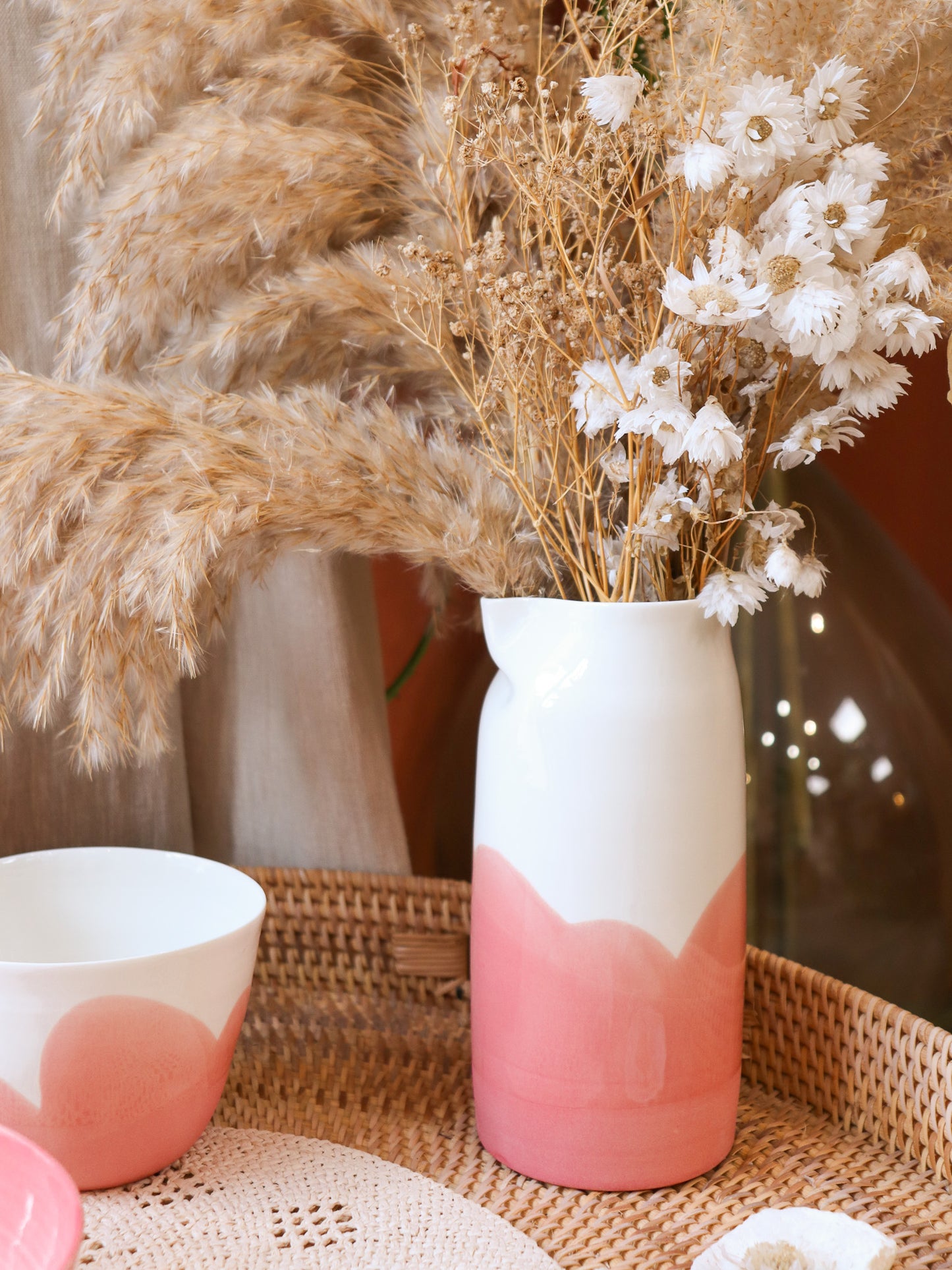 Carafe en porcelaine artisanale – CORAIL ROSE