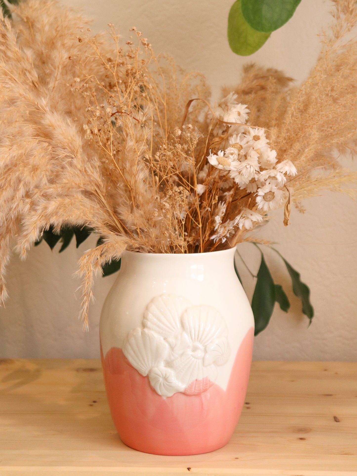 Vase coquillage en porcelaine artisanale – CORAIL ROSE