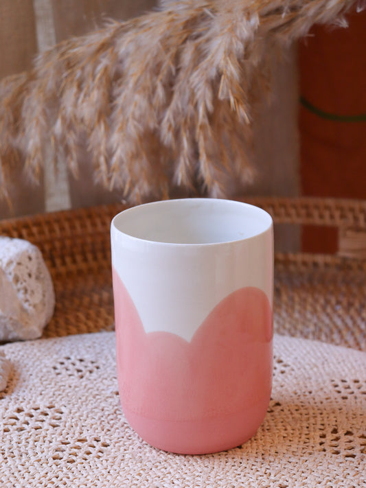 Mug en porcelaine artisanale décor corail rose