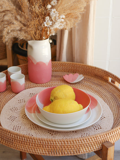 Assiette creuse en porcelaine artisanale - CORAIL ROSE