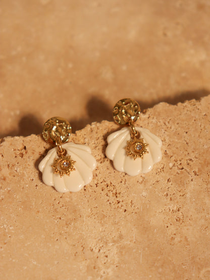 Boucles d’oreilles Vénus coquillage en porcelaine