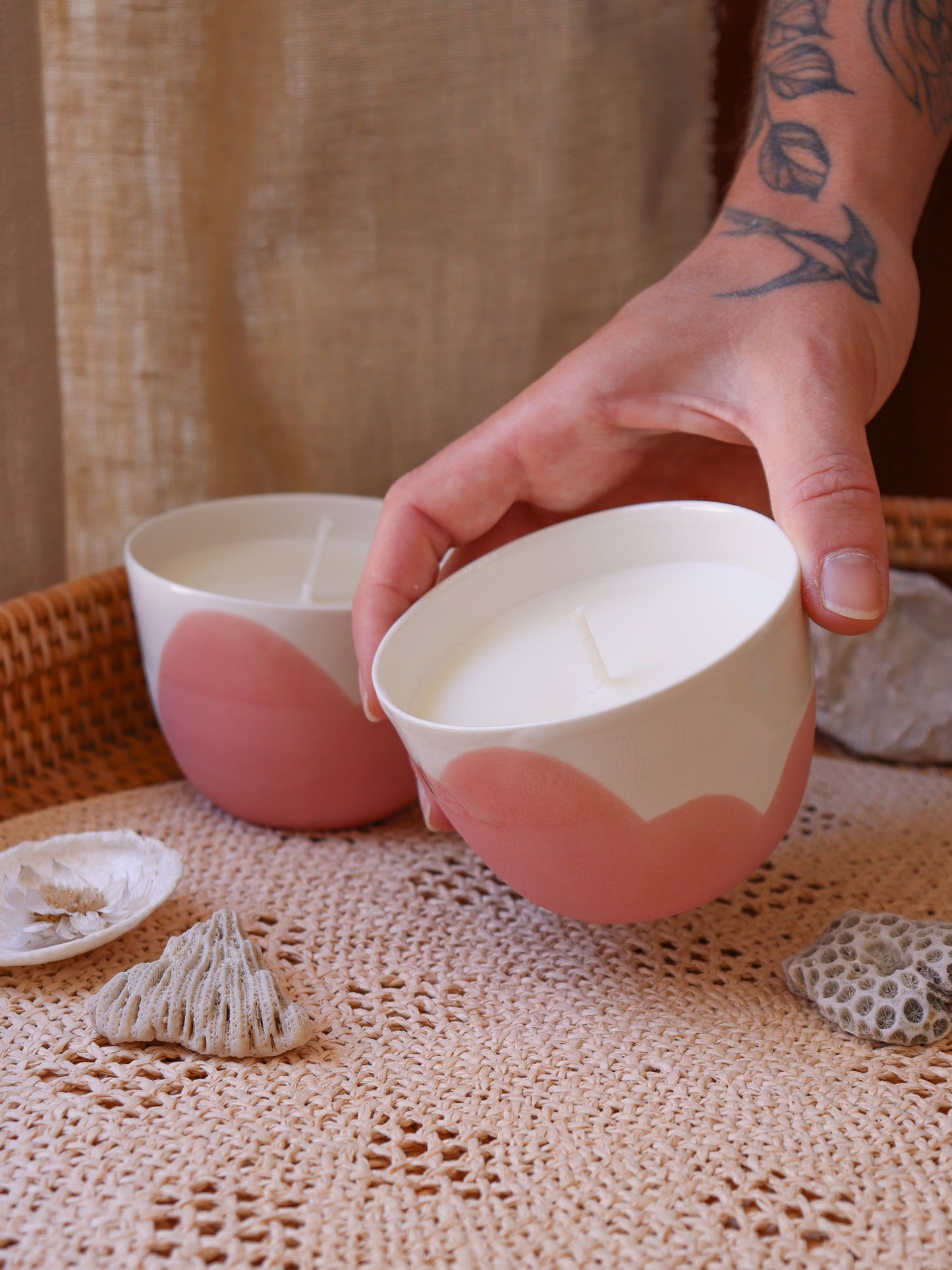 Bougie artisanale parfum fleur d'oranger en porcelaine