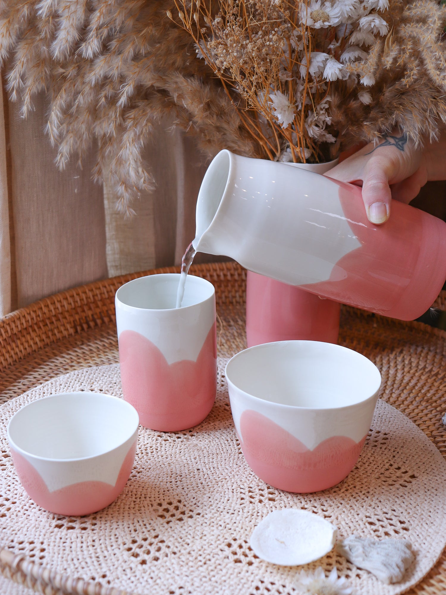 Carafe en porcelaine artisanale collection Corail