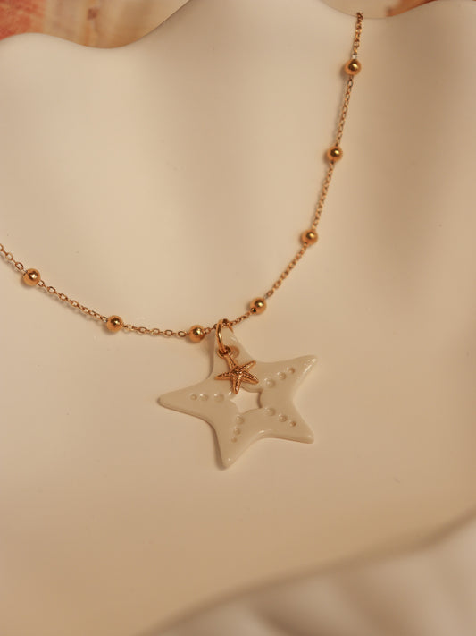 Collier etoile de mer en porcelaine bijou artisanal fabrique en france