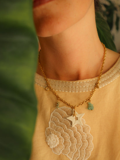 Collier etoile de mer en porcelaine fait main bijou createur francais
