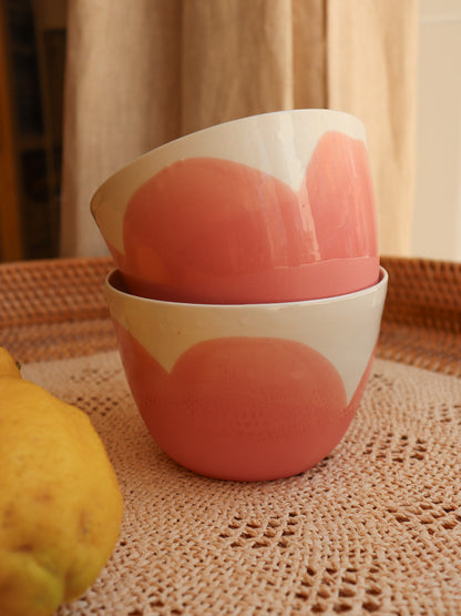 Grand bol en porcelaine artisanale – CORAIL ROSE