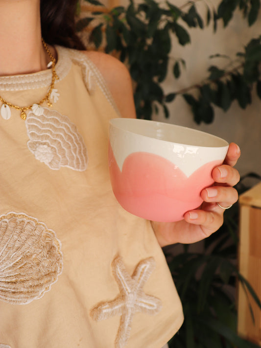 Grand bol en porcelaine artisanale – CORAIL ROSE