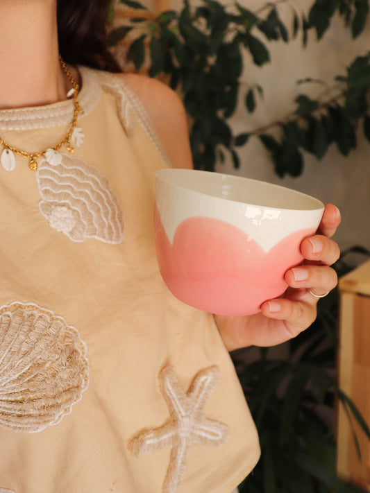 Grand bol en porcelaine artisanale – CORAIL ROSE
