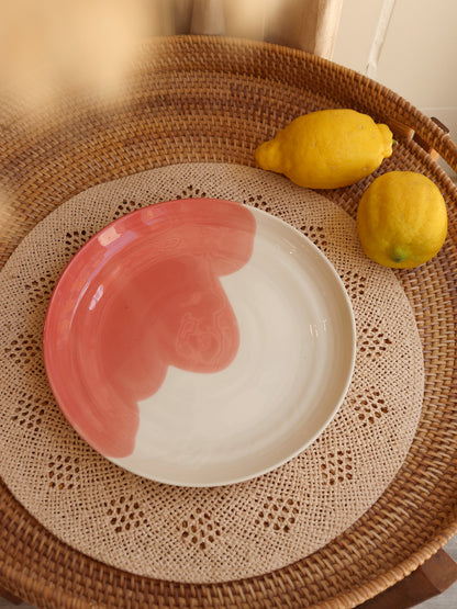 Grande assiette en porcelaine artisanale - CORAIL ROSE