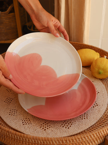 Grande assiette en porcelaine artisanale - CORAIL ROSE