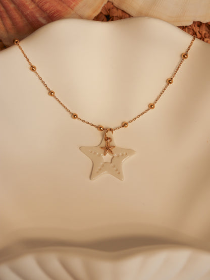 Collier etoile de mer en porcelaine fait main bijou createur francais