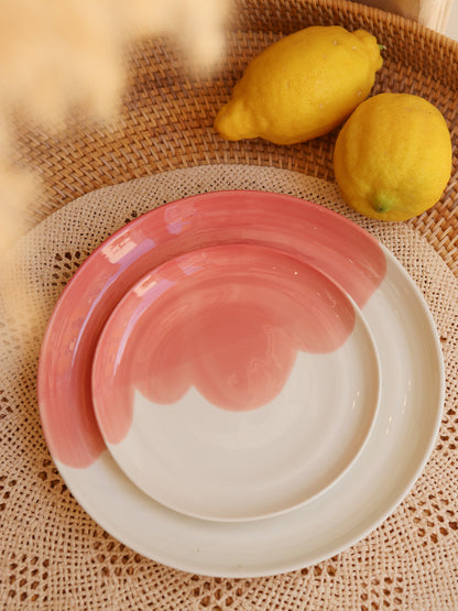 Grande assiette en porcelaine artisanale - CORAIL ROSE
