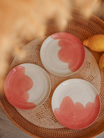 Petite assiette en porcelaine artisanale - CORAIL ROSE