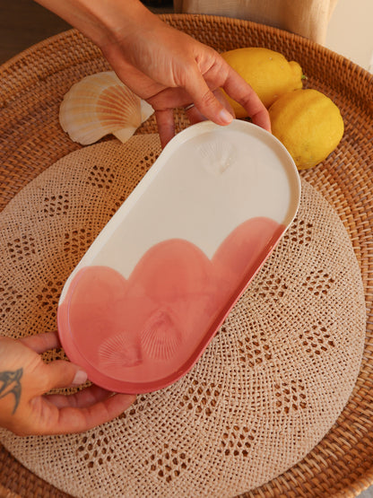 Plat en porcelaine artisanale - CORAIL ROSE