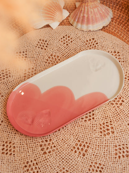 Plat en porcelaine artisanale - CORAIL ROSE