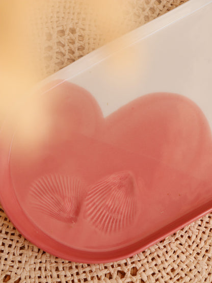 Plat en porcelaine artisanale - CORAIL ROSE