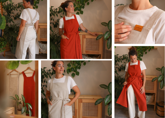 tablier de potier fendu en lin