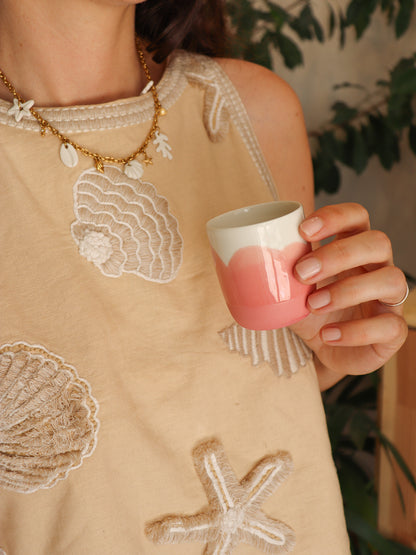 Tasse en porcelaine artisanale – CORAIL ROSE